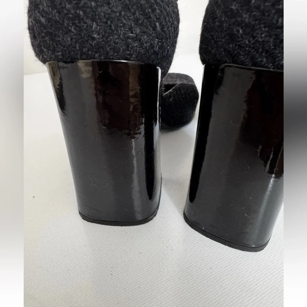 Prada Black Wool Mary Jane Block Heels with Ankle Strap 38 8 - Picture 6 of 10